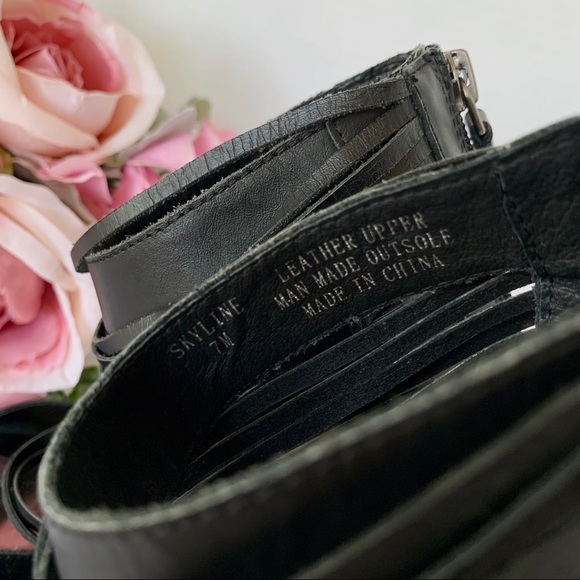 MATISSE SKYLINE SADDLE BLACK LEATHER OPEN TOE  BOOTIE SANDALS - Picture 9 of 13